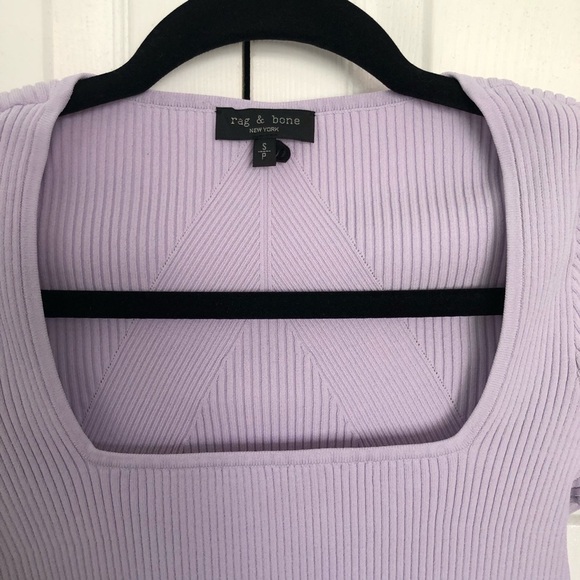 Rag & Bone New York Lilac Purple Asher Rib Long Sleeve Square Neck Top Size S - Picture 5 of 9